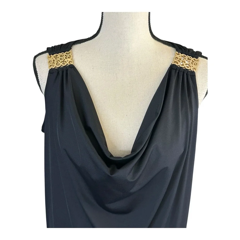 CARMEN‎ MARC VALVO Swim Dress Women's Sz M Black Ruched Beach Resort Cruise